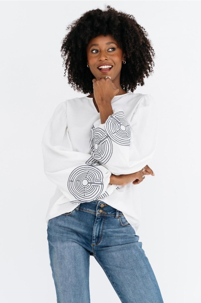 MOURAN BLOUSE SP25 20 314 OFF WHITE NAVY